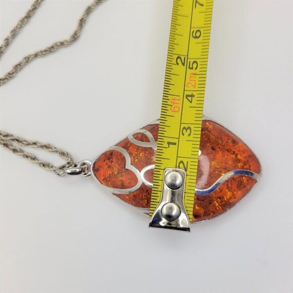 Orange Acrylic Glass Pendant Necklace - Picture 5 of 8